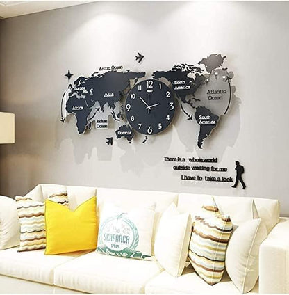 World Map Stylish 3D Wall Clock For Home Decor Living Room Bed Room Office Unique Clock Best Gift Item Best For Wall Decor