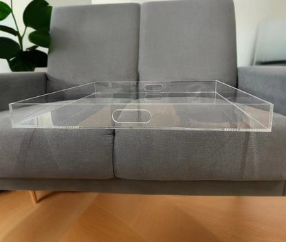 Handcrafted Ottoman Tray | Clear Large Acrylic Tray | Clear Perspex Acrylic| Modern Home Decor | Serving Tray