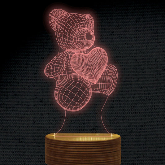 Teddy Bear 3D Illusion Acrylic Hologram Night Led Lamp